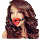 Sexy Red Lips Gags Adult Sex Toys Leather Silicone Open Mouth Gag For Sex Play Adjustable Fetish Open Gag Slave Restraints Mouth Gag Flirt Tools For Couples Bdsm Game