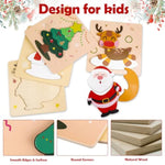 Christmas Wooden Puzzles For Toddlers, Baby Jigsaw Puzzles For 1 2 3 Years-Old Boys And Girls, Set Of 4 Montessori Toys With Large Pieces Safe For Kids