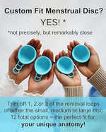 Reusable Menstrual Disc | Period Disc with Removal Loop Stem | Alternative to Menstrual Cups for Light or Heavy Flows | Sustainable Alternative to Tampons/Pads (Blue, Set of 2 Small)