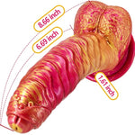 Realistic Dildo 8.66 Inch G-Spot Ribbed Cock Penis With Strong Suction Cup Silicone Prostate Massager Sex Toys For Vaginal Anal Masturbation, Red & Golden,