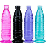 Silicone Sex Toy Anal Plug Realistic Dildo, 9.65 Inch Imitation Mineral Water Bottle Silicone Dildo, Striped Layered Design Experience Double Pleasure (Blue)