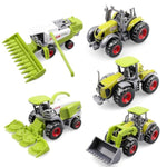 5 Pack Diecast Farm Tractor Toys - Mini Farm Vehicle Set With Combine Harvester, Forage Harvester And Trucks - Alloy With Plastic Parts Tractors - Christmas Birthday Gifts & Party Favors