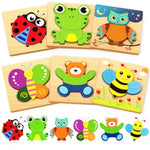 Wooden Puzzles Toddler Toys Gifts For 1 2 3 Year Old Boys Girls, Animal Jigsaw Puzzles Montessori Toys, Learning Educational Christmas Birthday Gifts For Girls Boys Ages 1-3