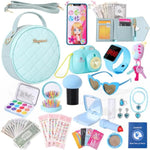 Play Purse For Little Girls, 39Pcs Toddler Purse With Makeup For Girls Age 3 4 5 6+, Pretend Princess Toys Includes Phone, Watch, Camera,Wallet, Kids Toy Purse Christmas Birthday Gift (Blue)