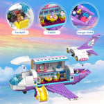 3-In-1 Friends Airplane Building Toy Set - 808Pcs Plane/Boat/Camper Van Building Toys With Cute 6 Mini Animals, Slide, Fun Accessories And Stickers, Birthday Gifts For Girls Boys Age 8-12+