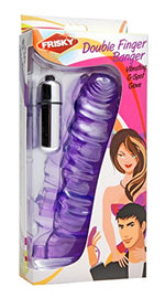 Double Finger Banger Vibrating G Spot Glove, Vibrating Finger Sleeve with Textured Design and Stretch Fit