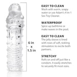 Adam'S Extension Jelly Textured Penis Sleeve For Men, Penis Extender For Increased Stimulation, Adult Toys For Sex, Satisfying Texture, Sex Toy For Pleasure, 6", Clear