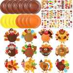 24 Sets Thanksgiving Turkey Plate Craft Kit for Kids & Adults