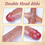 17.7 * 1.8 Inch Dual Headed Huge Movable Dildo For Men Women, Long Realistic Silicone Skin Penis Extra Large Xl Dual Glans Flexible Dildo, Thick Anal G-Spot Dildos Sex Toy For Couples Lesbian Gay Game