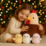 Plush Hen And 3 Baby Chick Set – Large 15.75" Soft Stuffed Chicken Toy With Hidden Chick Storage – Cuddly Farm Animal Plushie Gift For Kids, Toddlers & Baby Nursery Decor