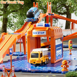 Puzzle Racer Kids Car Track Set, 4-Tier Race Tracks For Kids Ages 3-5 With 3 Cars, Traffic Parts, Trucks For Toddlers 2-4 Years, Floor Puzzle Tracks Car Gift For Boys Girls 3 4 5 Year Old