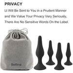 Butt Plugs Trainer Silicone Anal Plugs Beginners Starter Set For Women And Men Soft Silicone Plugs Toys Trainer 4 Piece Set (Black)