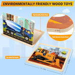 Wooden Vehicle Puzzles For Kids Age 3 4 5 Year Old, 4 Pack 24 Pcs Montessori Toddler Jigsaw Puzzles For Girl Boy Activities Preschool Learning Educational Birthday Gift Travel Autistic Wooden Toys