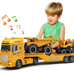 3 4 5 6 Toddler Boy Toys, 25" Construction Carrier Toy With Excavator And Dump Truck,3 In 1 Truck, Christmas Birthday Gifts For Kids 3 4 5 6 Years Old