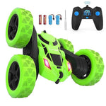 Remote Control Car, Double Sided 360°Rotating 4Wd Rc Cars With Headlights 2.4Ghz Electric Race Stunt Toy Car Rechargeable Toy Cars For Boys Girls Birthday (Green)
