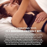 Four Play Vibrator Set, 5 Piece Couples Kit With Rechargeable Vibrating Base, Rabbit Sleeve, Body Massager, Double Penis Ring, And Couples Stimulator, 10 Vibration Modes, Silicone And Abs