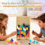 Wooden Montessori Russian Blocks Puzzle – 3D Stacking Toy For 3-6 Year Olds Toddlers Educational Gift & Brain Teaser For Critical Thinking Montessori Brain Blocks For Boys & Girls (Classic)