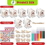 107 Pcs Wooden Birdhouse Craft Kit with Mini Houses, Watercolor Pens & Supplies