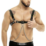 Men'S Leather Breastplate Harness Extreme Sex Sexy Slave Costume Erotic Lingerie Men'S Body Chain Chest Harness Metal Rings Sexy Clubwear Rave Buckle Straps