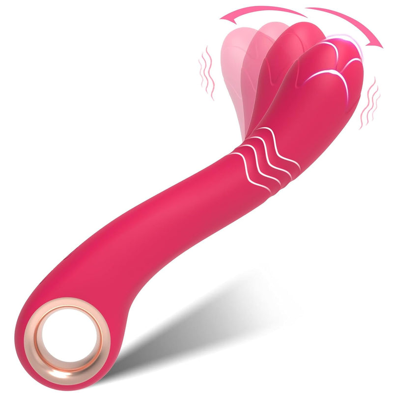 G Spot Vibrator Dildo Women Sex Toys, Powerful Wiggling Clitoral Stimulator Finger Vibrator Anal Toys With 5 Wiggling & 10 Vibrating Modes, Waterproof Silicone Bullet Vibrators Adult Sex Toy, Rose
