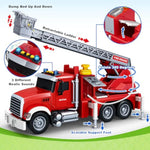 Kids Toys For 3 4 5 6 7 8 Years Old Boys, 15" Large Fire Truck Toy, Friction Powered Fire Rescue Truck Vehicle Toy With Lights And Sirens Sounds, Water Pump, Ladder, Birthday Gifts For Boys Girls