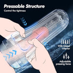 Male Masturbator Sex Toy For Men - Transparent Manual Squeezable Sucking Pocket Pussy Portable Masturbation Cup With 7.5“ Depth Lifelike Textured Vagina Blowjob Masturbating Stroker