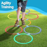 Hopscotch Rings, 2-Set – 20 Round Hoops (11-Inch) + 30 Connectors, Agility Rings For Kids, Builds Gross Motor Skills, Preschool & Kindergarten Pe, Indoor/Outdoor Playground Obstacle Course