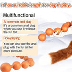 Silicone Anal Beads With Removable Fox Tail Anal Butt Plug For G-Spot Prostate Stimulation Adult Sex Toy With 9 Anal Balls For Cosplay Anal Training For Intermediates Advanced Players Black M