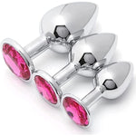 3 Pcs Luxury Jewelry Design Fetish Anal Butt Plug(Rose Red)