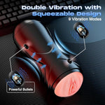 Men Sex Toy Male Masturbator - Vibrating Pocket Pussy, App Control Squeezable Masturbation Sex Toys For Men, Male Vibrator Stroker With 9 Vibrations, Plump Fleshy Vagina Blowjob Adult Sex Toys