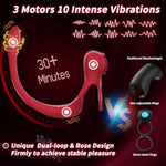Vibrating Cock Ring Rose Sex Toys For Men, Penis Ring App Control Vibrator With Vibrating Butt Plug 10 Vibration Modes Couples Sex Toy Clit Stimulator Male Prostate Massager Adult Toys For Men Women
