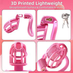Male Chastity Device Cock Cage - Plastic Chastity Cage For Man Penis Exercise 3D Printed Bondage Gear & Accessories Lightweight Adult Sex Toy With 4 Sizes Rings Invisible Lock And Key?Pink?