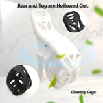 Tail Lock Chastity Device With 3 Different Sized Rings Nylon Hollow Chastity Cage Sex Toys For Male Sm Bondage Breathable And Comfortable Large Pee Hole Design (Black,Large)