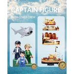 Fishing Boat Building Toy With Shark, Fishing Ship Building Kit With 3 Fisherman Minifigures, Birthday Valentine'S Day Gifts For Adults Kids, Compatible With Lego Boat, 592 Pcs