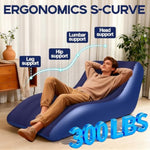 Inflatable Chair For Adults,Inflatables Chairs With Flocked Surface, Inflatable Lounge Chair With Backrest, Comfort Ergonomic Inflatable Couch,Inflatable Couch For Camping, Blue