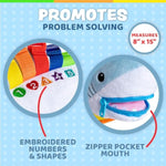 - Bruce Shark Stuffed Animal - Montessori Learning Activity Travel Toy For Toddlers - Develop Motor Skills And Problem Solving