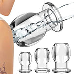 3PCS Silicone Butt Plug Hollow Anal Plug Set with Lid Leakage Prevention Liquid Anus Peep Plug Kit Adult Sex Toy for G-Point Massage Butt Plug