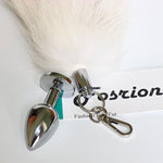 Multi-Function Fox Tail Anal Plug With Stylish Keychain Attachment (White, Small Plug)