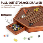 15-Inch Wooden Chinese Checkers Board Game Set – Classic Strategy Game With 72 Glass Marbles, Dual-Sided Storage Drawer, Family Board Games For Adults, Educational Travel And Indoor Game