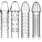 4 Pcs Silicone Penis Sleeves Reusable Condoms Cock Enlarger Penis Erection Sex Toy For Men Transparent
