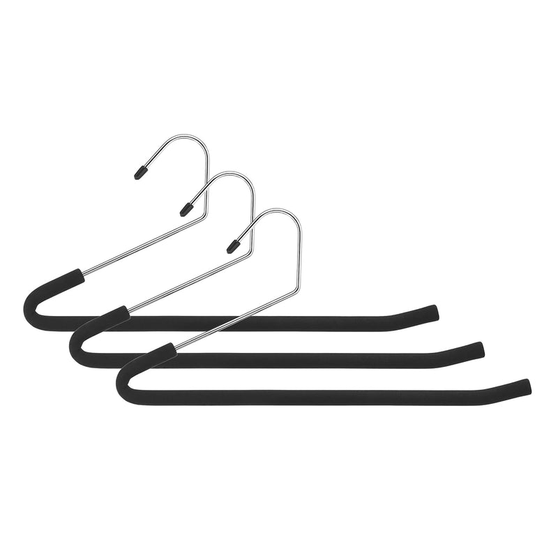 Chrome & Foam Slack Hangers, S/3, Black, 0.46 X 14.375 X 6.5 Inch
