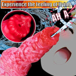 Inflatable Squirting Dildo Anal Plug Thick Big Dog Knot Dildo Animal Fake Penis Suction Cup Dildo Realistic Ejaculating Red Silicone Fantasy Dildo Anal Trainer Gay Sex Toy Men Women Couples 7'' (A)