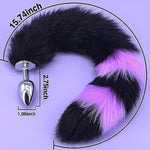 Anal Plug Fox Tail With Ear For Cosplay Game Black & Purple 15.74-Inch-Long Sexual Anus Tail Butt Plug Sex Toy For Women Men