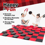 Jumbo Checkers Set With Storage Bag - 58 Inch Mat - Outdoor & Indoor Play Toys, Backyard Board Games, Family Party, Birthday For Toddlers Ages 5 6 7 8 Year Old - Amazon Exclusive