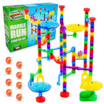 Marble Run Starter Set, Stem Toys & Maze Construction Building - 130 Translucent Track Pieces & Glass Marbles For Family, Kids Toddlers Ages 4-8 - Fun Holiday Gifts