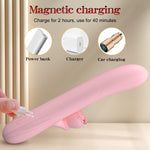 4-in-1 Rose Rabbit Vibrator – Thrusting, Licking & Heating Dildo with LCD Display