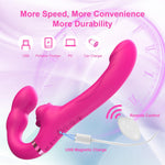 Strapless Strap-On Vibrator – 2-in-1 Double-Ended Dildo with 10 Modes & Remote