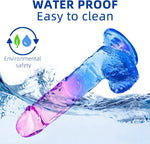 7.8” Clear Silicone Gradient Dildo with Suction Cup for Vaginal & Anal Play