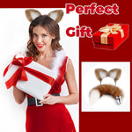 2-Piece Fox Tail Butt Plug Set with Cat Ear Headband – Anal Toys for Couples