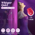 Rose Suction Vibrator & Thrusting Dildo – Clitoral, Nipple & G-Spot Stimulator